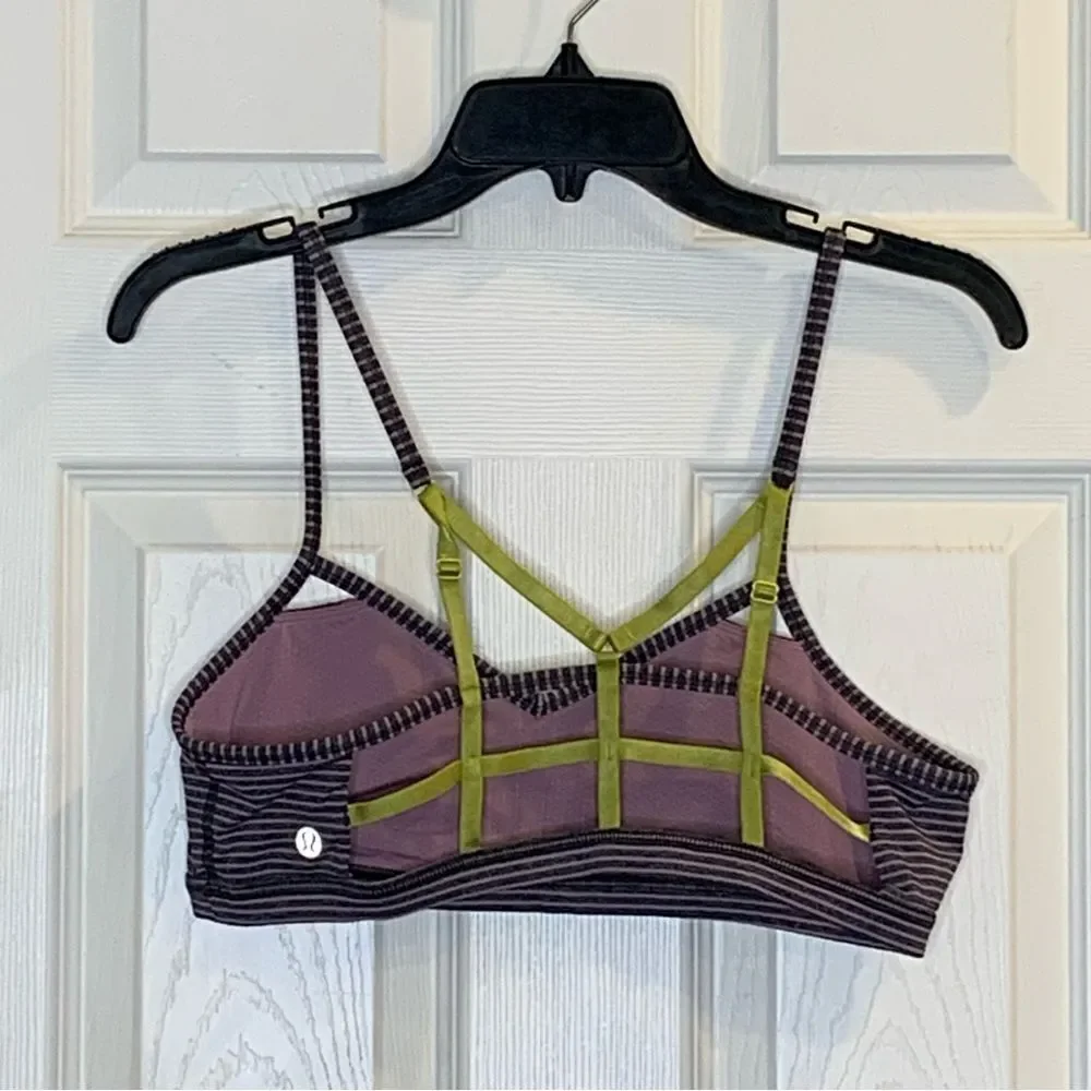 Lululemon Seek The Heat Tank Bra Heathered Deep Coal / Hyper Stripe Size 10
